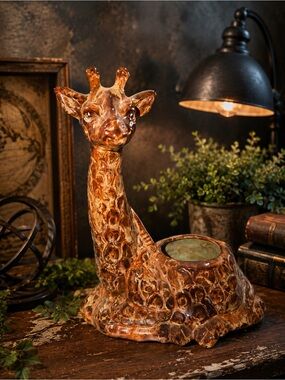 Vintage Giraffe Planter or Flower Arrangement Holder Ceramic